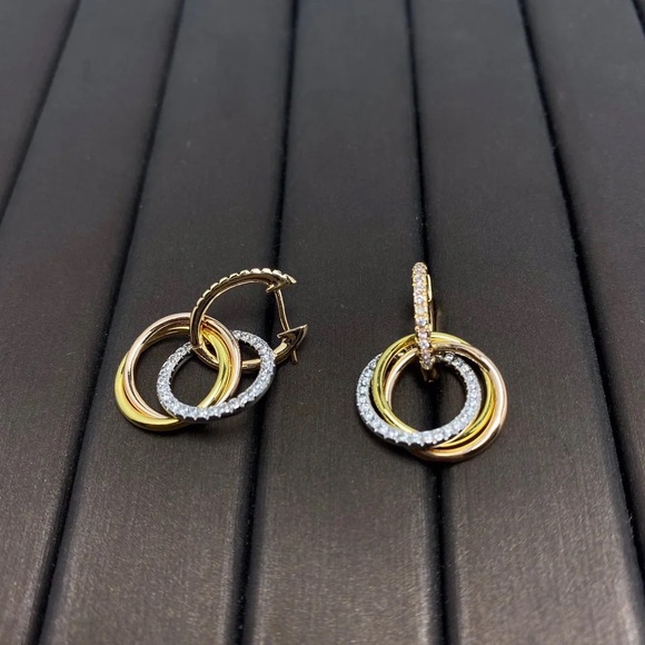 1pair Cartier all Color Gold Include Family Circles Hoop Earrings Mother’s Day - Picture 8 of 16